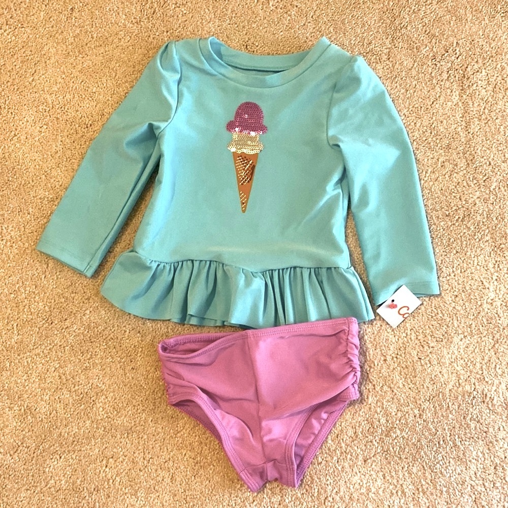 NWT Cat & Jack two piece bathing suit Size 18M